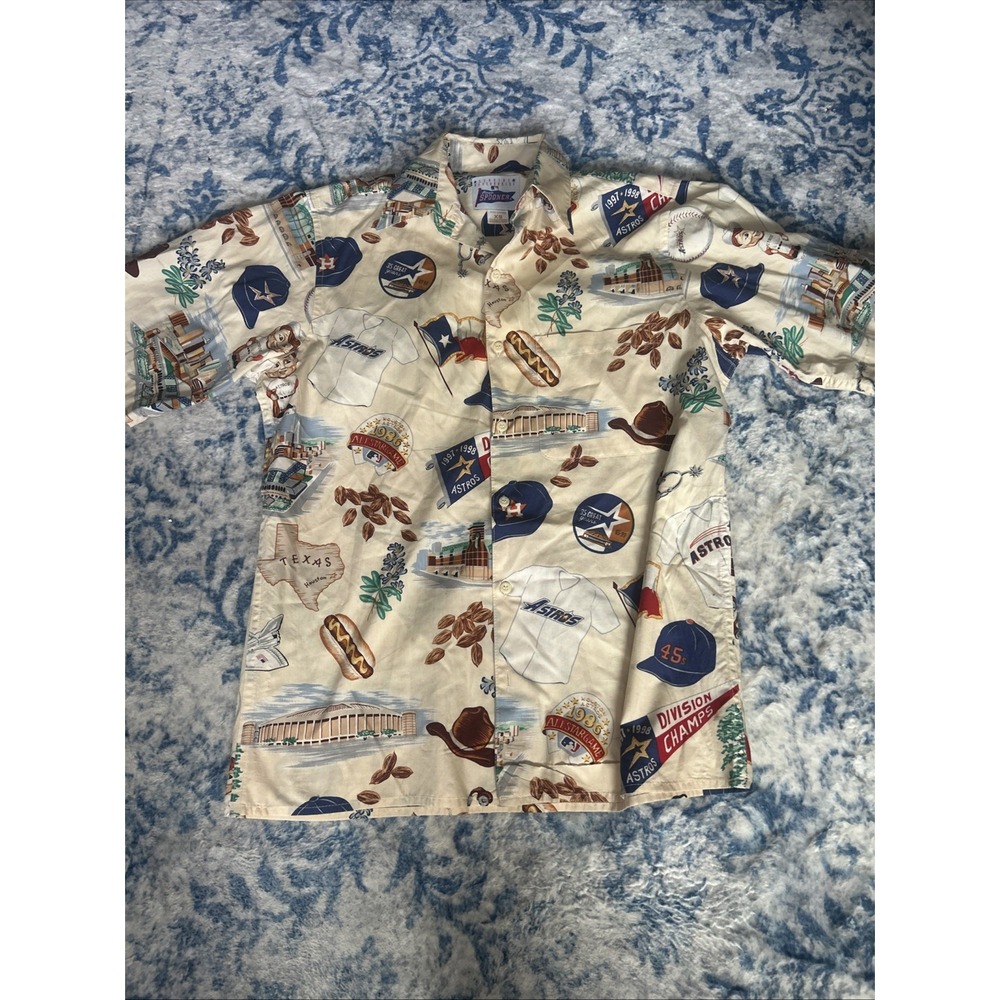 Reyn Spooner Shirt Mens XS Houston Astros Baseball Hawaiian Aloha Shirt